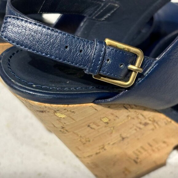 Yves Saint Laurent Womens Deauville Cork Heel Wedge Sandals Black Size 39 - Picture 10 of 12